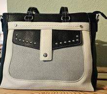 Lade das Bild in den Galerie-Viewer, Elegante Kunstleder-Tasche mit Struktur & Schultergurt | Schwarz-Weiß oder Braun-Creme