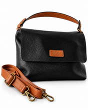 Cargar imagen en el visor de la galería, Handtasche Vintage Collection – Schwarze Kunstledertasche mit Extrariemen | Elegante Schultertasche & Crossbody-Bag
