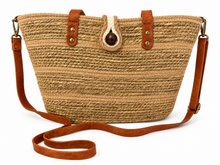 Charger l'image dans la galerie, Große geflochtene Shopper-Tasche in Natur mit Schultergurt
