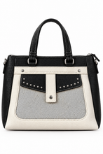 Load image into Gallery viewer, Elegante Kunstleder-Tasche mit Struktur & Schultergurt | Schwarz-Weiß oder Braun-Creme