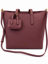 Load image into Gallery viewer, Große Shopper-Tasche mit Innentasche & Mini-Täschchen – Aubergine