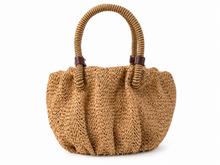 Charger l'image dans la galerie, Geflochtene Handtasche in Natur mit Wellenstruktur