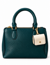 Lade das Bild in den Galerie-Viewer, Elegante Handtasche – Petrol – strukturierte Kunstleder-Optik & Mini-Pouch | 23×16×8 cm