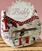 Lade das Bild in den Galerie-Viewer, Mondtasche im Comic-Design – handgefertigte Schultertasche aus Dekostoff