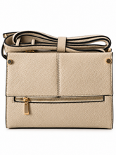 Load image into Gallery viewer, Elegante Kunstleder-Tasche mit Nieten – taupe & schwarz – kompakt, modern & vielseitig