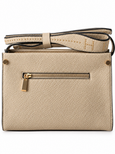 Load image into Gallery viewer, Elegante Kunstleder-Tasche mit Nieten – taupe & schwarz – kompakt, modern & vielseitig