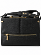 Load image into Gallery viewer, Elegante Kunstleder-Tasche mit Nieten – taupe & schwarz – kompakt, modern & vielseitig