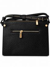 Load image into Gallery viewer, Elegante Kunstleder-Tasche mit Nieten – taupe & schwarz – kompakt, modern & vielseitig