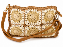 Lade das Bild in den Galerie-Viewer, Damen Umhängetasche geflochten Beige-Braun – Crossbody Sommertasche 32 × 23 cm
