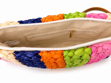 Lade das Bild in den Galerie-Viewer, Damen Clutch geflochten bunt – Umhängetasche &amp; Handtasche 28 × 17 cm
