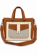 Load image into Gallery viewer, Elegante Kunstleder-Tasche mit Struktur &amp; Schultergurt | Schwarz-Weiß oder Braun-Creme
