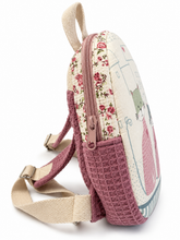 Lade das Bild in den Galerie-Viewer, Handgemachter Kinderrucksack mit Katzenmotiv aus Waffelpique – Rosa
