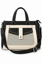 Load image into Gallery viewer, Elegante Kunstleder-Tasche mit Struktur &amp; Schultergurt | Schwarz-Weiß oder Braun-Creme
