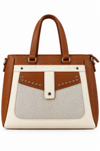 Load image into Gallery viewer, Elegante Kunstleder-Tasche mit Struktur &amp; Schultergurt | Schwarz-Weiß oder Braun-Creme
