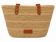 Charger l'image dans la galerie, Große geflochtene Shopper-Tasche in Natur mit Schultergurt
