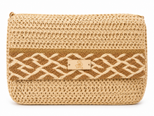 Lade das Bild in den Galerie-Viewer, Sommertasche in Beige &amp; Braun – geflochtene Umhängetasche mit breitem Schultergurt
