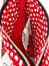 Cargar imagen en el visor de la galería, Handgemachte Hobo-Tasche im Retro-Comic-Stil – Rot, Schwarz &amp; Cremeweiß
