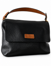 Cargar imagen en el visor de la galería, Handtasche Vintage Collection – Schwarze Kunstledertasche mit Extrariemen | Elegante Schultertasche &amp; Crossbody-Bag
