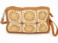 Lade das Bild in den Galerie-Viewer, Damen Umhängetasche geflochten Beige-Braun – Crossbody Sommertasche 32 × 23 cm
