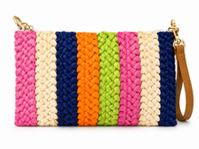 Lade das Bild in den Galerie-Viewer, Damen Clutch geflochten bunt – Umhängetasche &amp; Handtasche 28 × 17 cm

