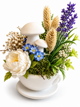 Cargar imagen en el visor de la galería, Handgemachte Blumendeko mit Gipspilzen und Kürbissen
