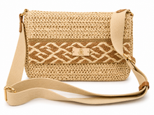 Lade das Bild in den Galerie-Viewer, Sommertasche in Beige &amp; Braun – geflochtene Umhängetasche mit breitem Schultergurt
