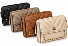 Cargar imagen en el visor de la galería, Geldbeutel Damen – Creme / Taupe / Dunkeltaupe / Camel/ Schwarz – kompakt, elegant, Magnetverschluss &amp; extra Fächer
