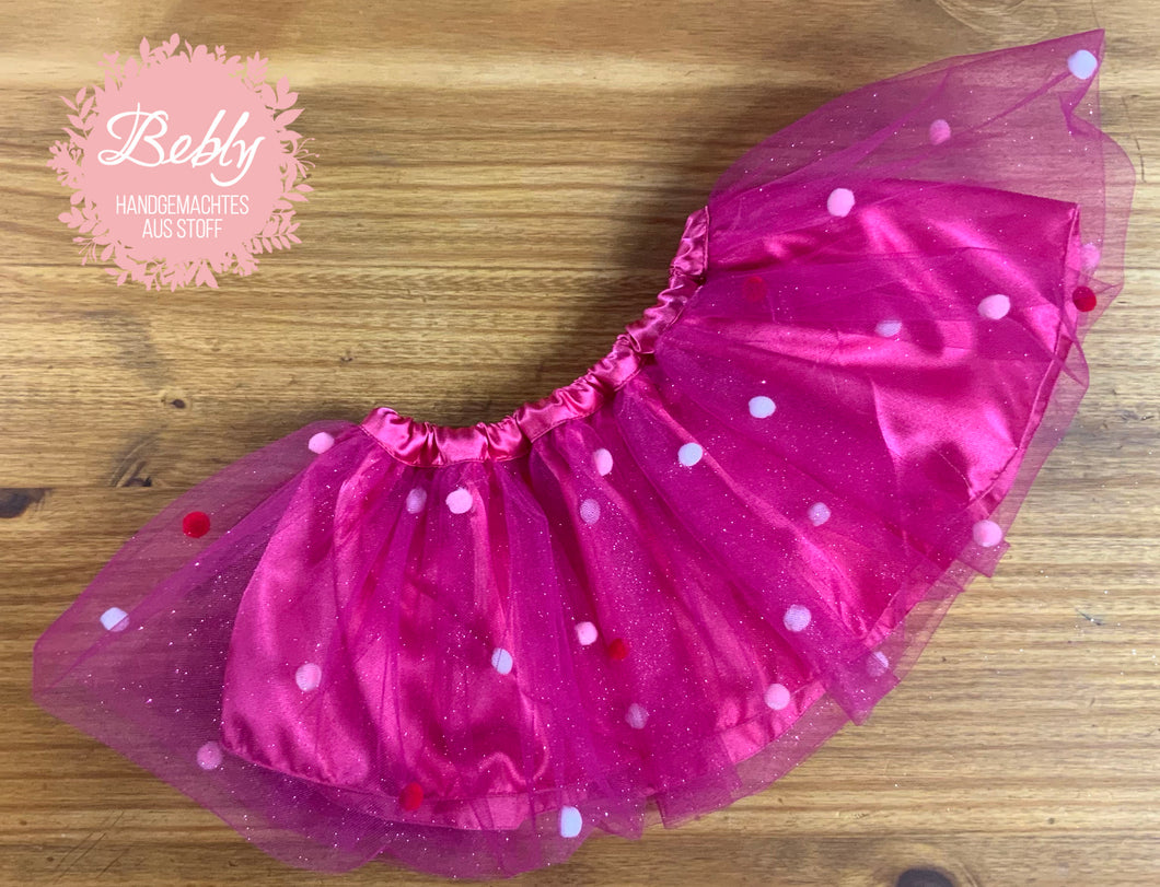Tüllrock, Tuturock, Tutu, mit Pompons und Glitzerlook für Kinder und Babys, Geburtstagsparty, Ballerina, Fotoshooting, Verkleidung